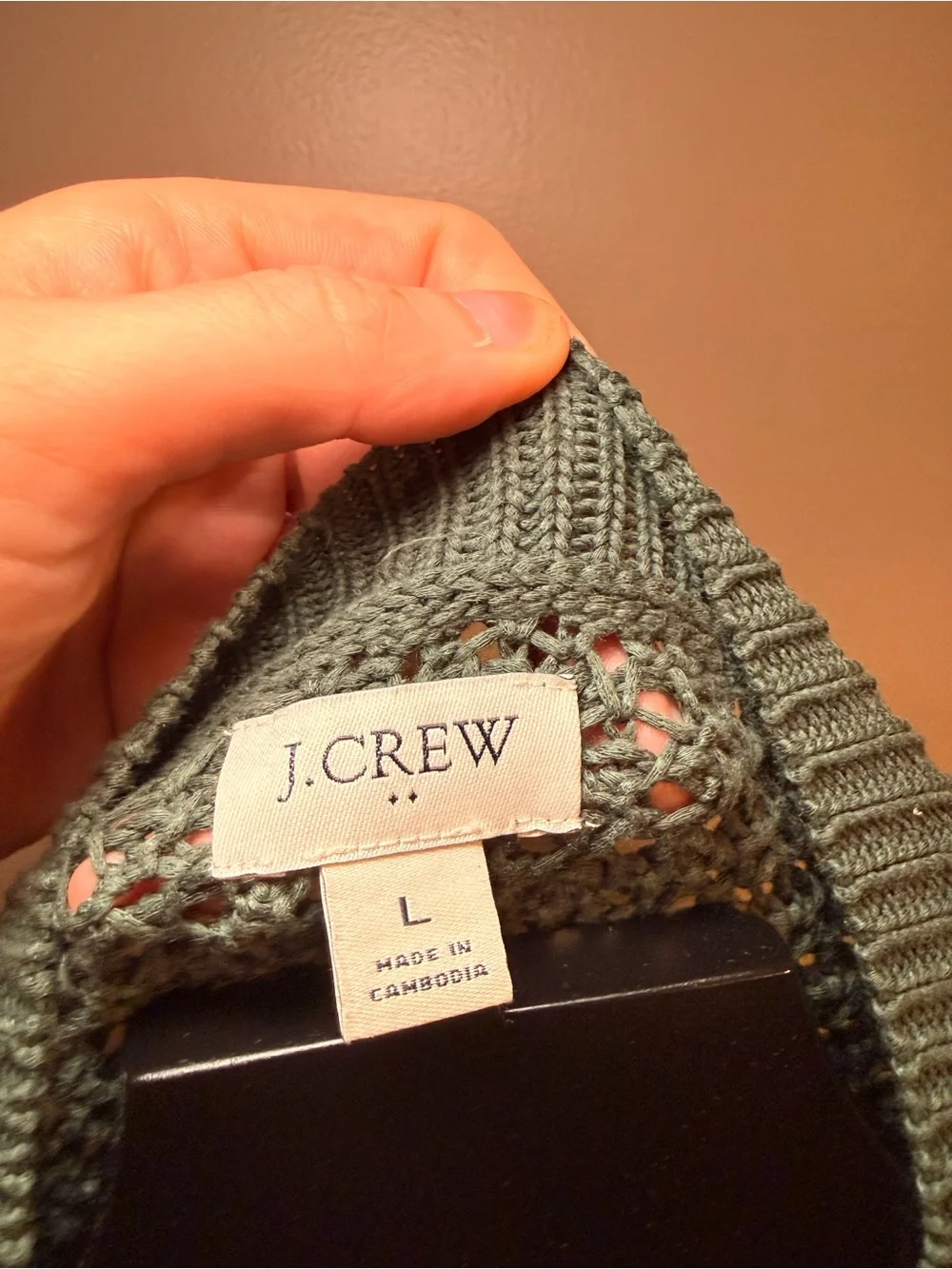 J. Crew Openwork Knit Cardigan in Sage